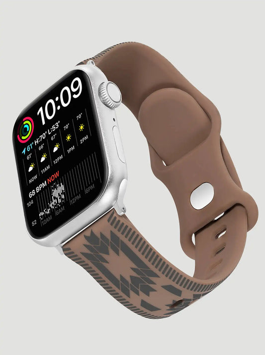 Silicone Southwestern Universal Watchband:Brown:One Size: