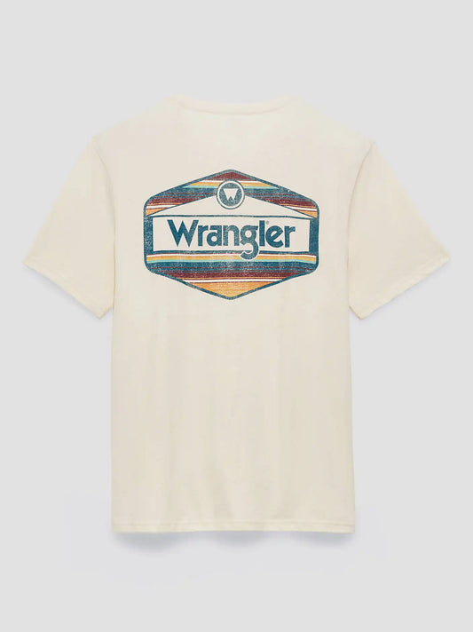 Southwestern Stripe Logo Back Graphic T-Shirt in Egret