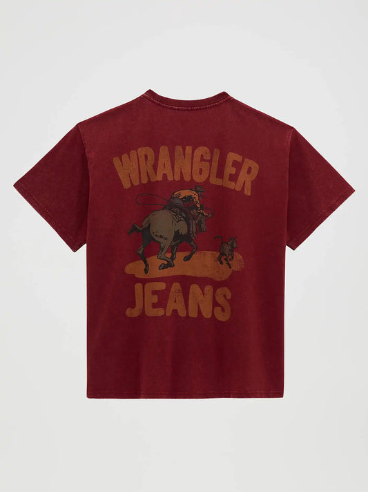 Gallopping Girlfriend Back Graphic Tee in Pomegranate