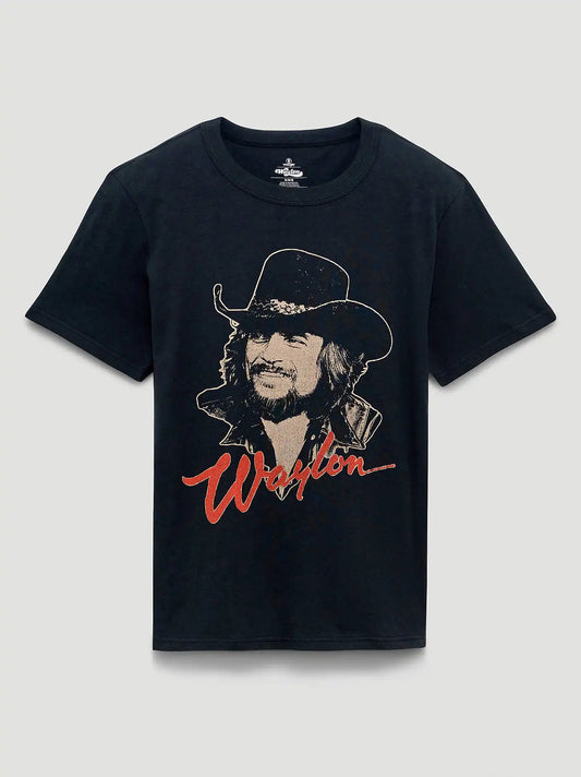 Waylon Jennings 84 Dual Graphic T-Shirt in Washed Black
