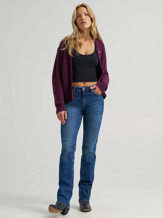 Women's Mid Rise Bootcut Jean in Blue Abyss