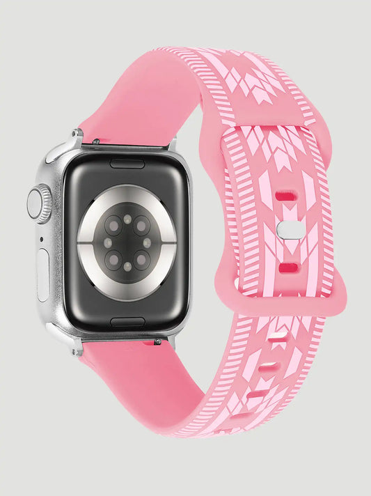 Silicone Southwestern Universal Watchband:Hot Pink:One Size