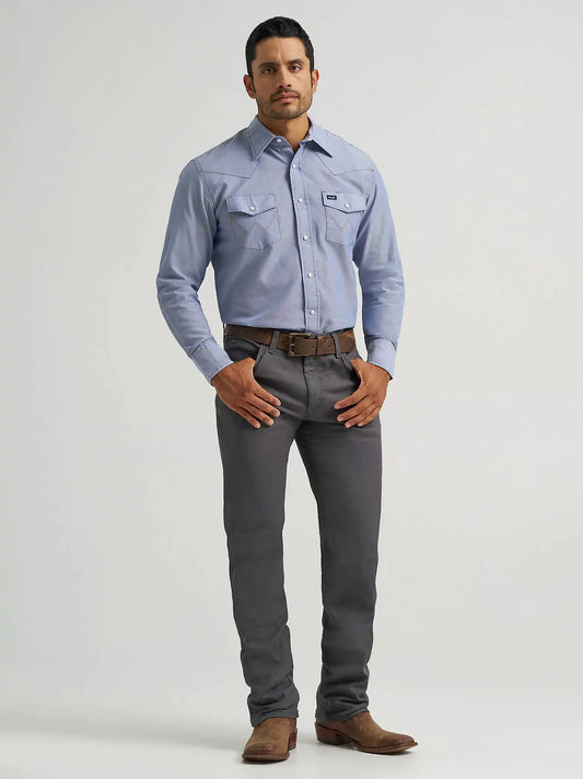 Premium Performance Tough Comfort Cowboy Cut® Regular Fit Canvas Jean in Grey Pinstripe