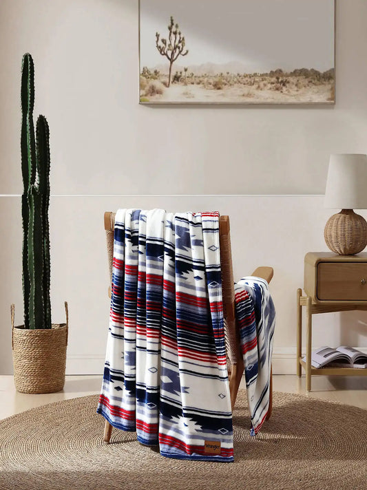 Wrangler Homestead Printed Throw:Blue/Red:One Size