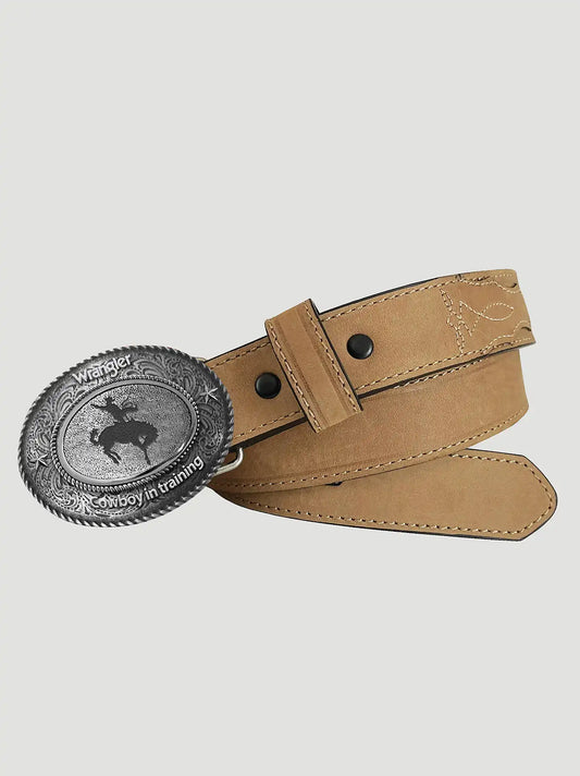 Boy's Western Buckle Boot Stitch Belt in Tan