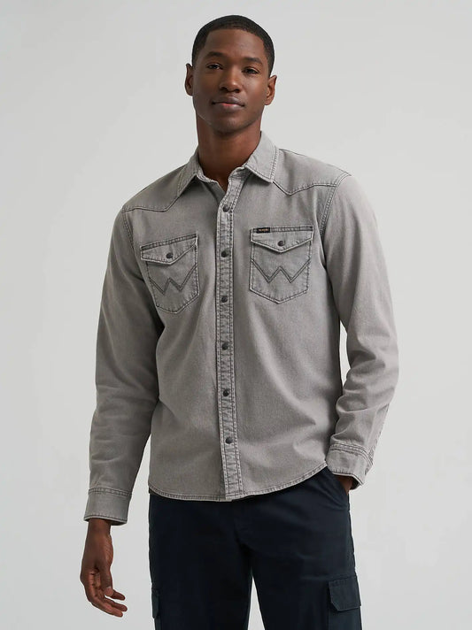 Men's Iconic Denim Shirt in Light Grey Denim