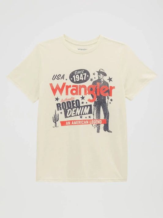 Rodeo Heritage Reg Fit Graphic Tee in Egret Heather
