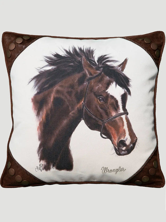 Wrangler Painted Horse Decorative Throw Pillow:Brown:One Size