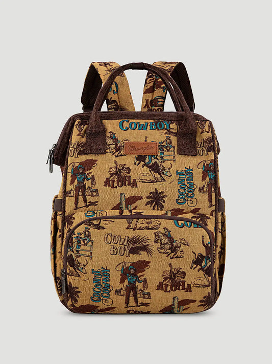 Aloha Cowboy Print Backpack:Dark Yellow Multi:One Size