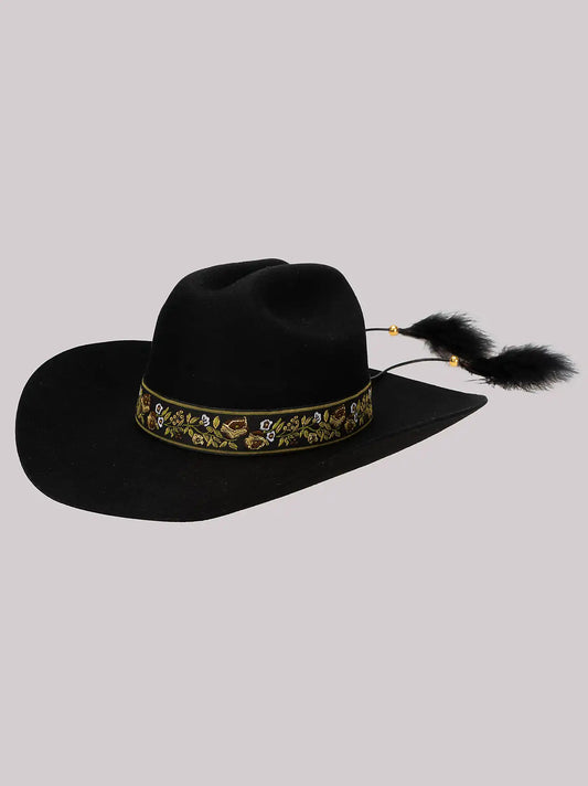 Womens Embroidered Band with Tassels Cowboy Hat:Black:One Size