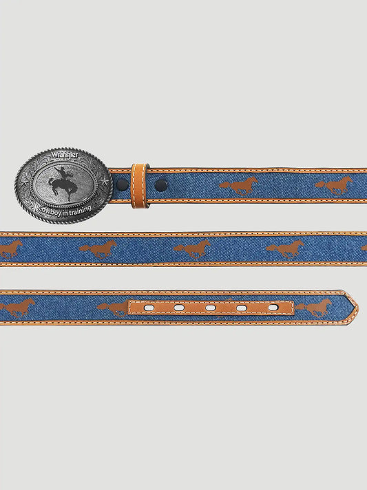 Boy's Denim Horses Buckle Belt in Denim