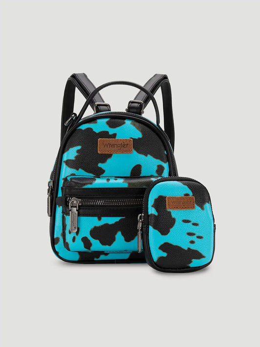 Cow Print Mini Backpack:Turquoise:One Size