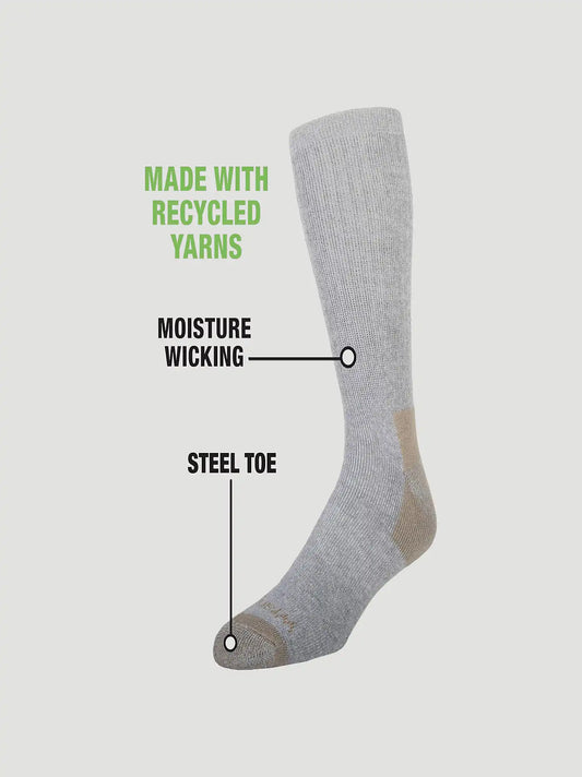 Wrangler RIGGS Workwear Cushion Crew Sock 6 Pack:Grey:One Size