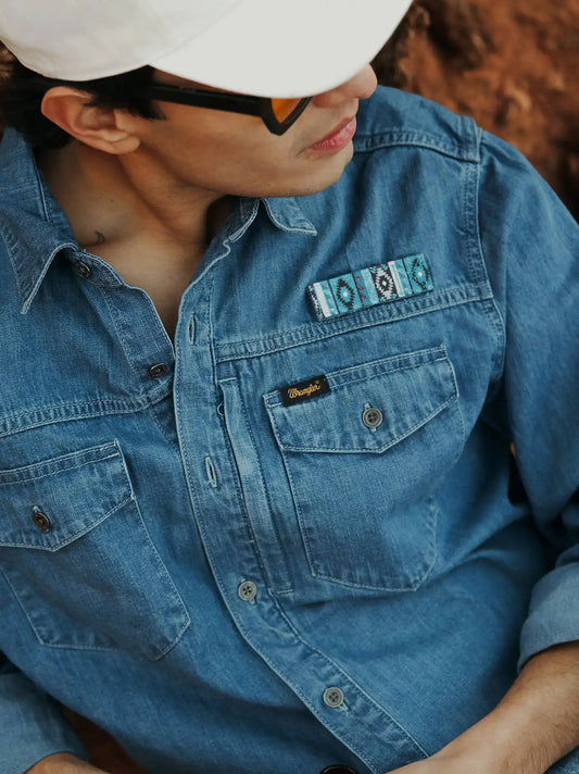 Chaco x Wrangler Denim Performance Shirt in Mid Wash
