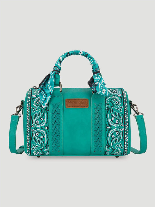 Bandana Print Barrel Bag:Turquoise:One Size: