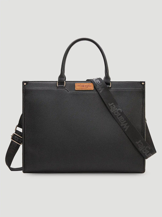 Cow Print Side Computer Tote:Cow Black:One Size