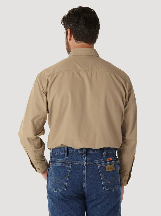 Wrangler® RIGGS Workwear® FR Flame Resistant Twill Solid Work Shirt in Khaki