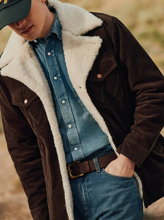Men's Sherpa Lined Range Corduroy Jacket in Chocolate Torte
