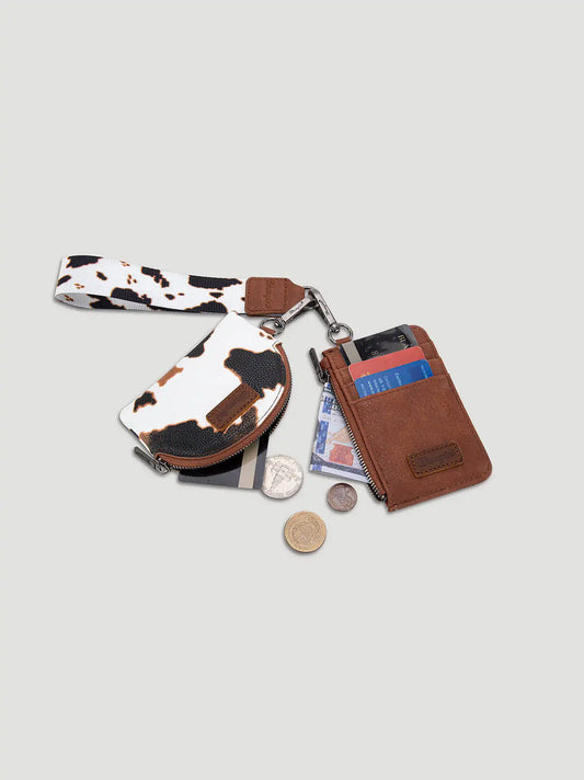 Cow Print Card and Wallet Set:Brown:One Size
