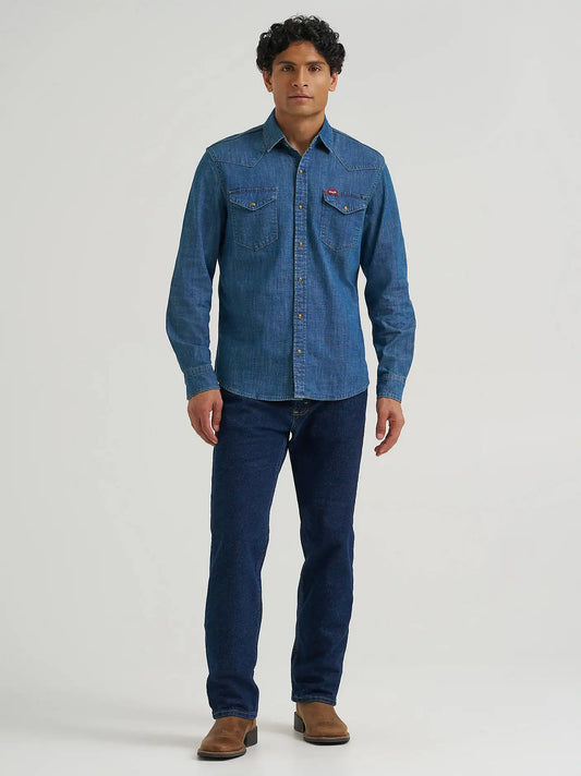 Wrangler® Five Star Premium Denim Comfort Stretch Regular Fit Jean in Midnight Stretch
