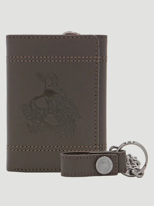 Mens Embossed Rodeo Chain Wallet:Chocolate:One Size