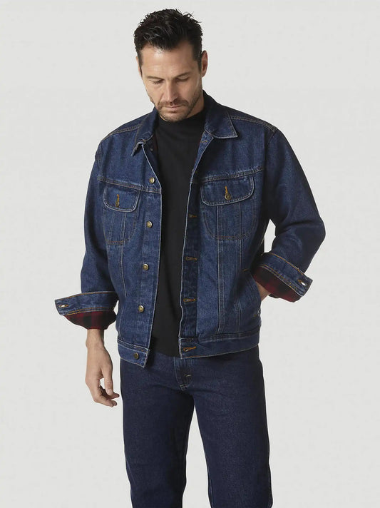 Wrangler Rugged Wear® Flannel Lined Denim Jacket in Antique Navy