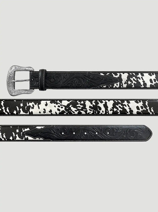 Women's Cow Print Belt in Black