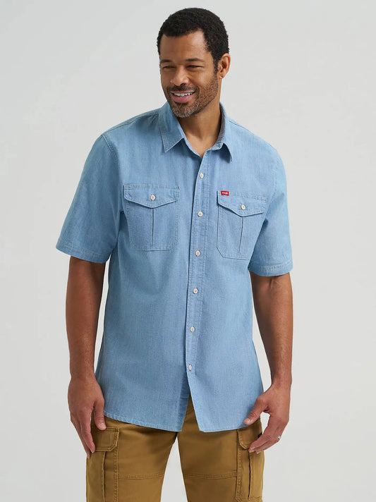 Men's Relaxed Stretch Poplin Shirt in Light Chamber