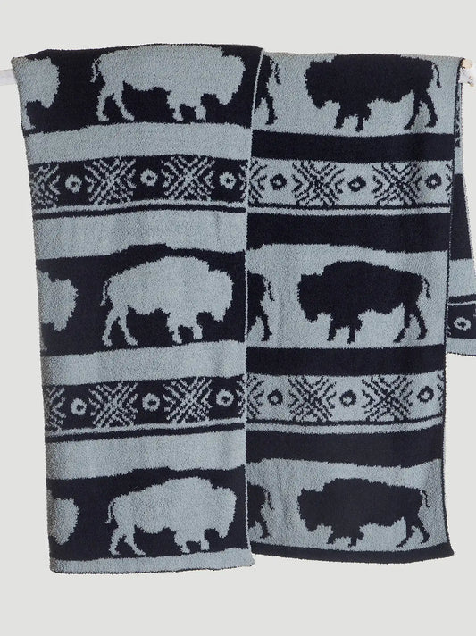 Wrangler Stretchy Throw Blanket:Navy:One Size