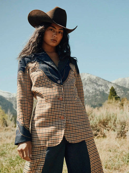 Women's Houndstooth Blazer in Rinse