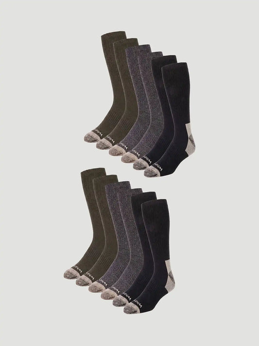 Wrangler RIGGS Workwear Cushion Crew Sock 6 Pack:Dark:One Size
