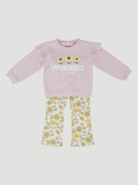 Wrangler Toddler Girl's Sweatshirt Set in Sunflower Yellow