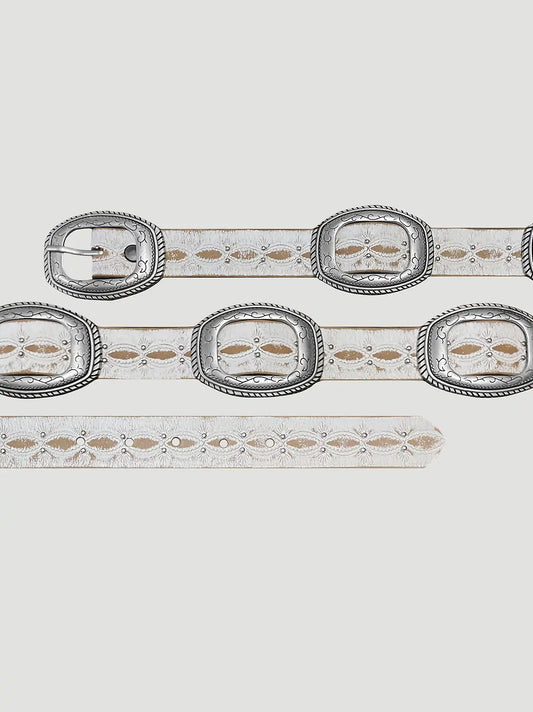 Women's Slider Conchos Belt in White