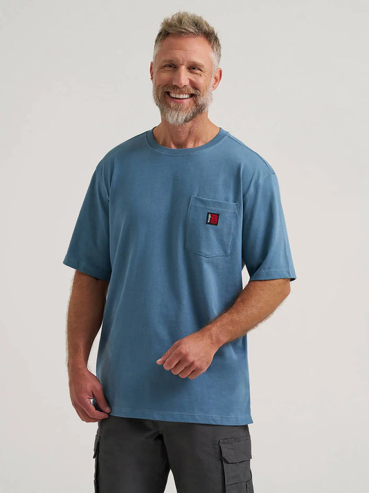 Wrangler RIGGS Workwear® Short Sleeve Relaxed Crew T-Shirt in Blue Fin