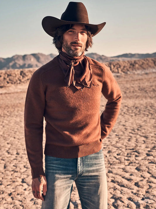 Men's Wool Crewneck Sweater in Brown