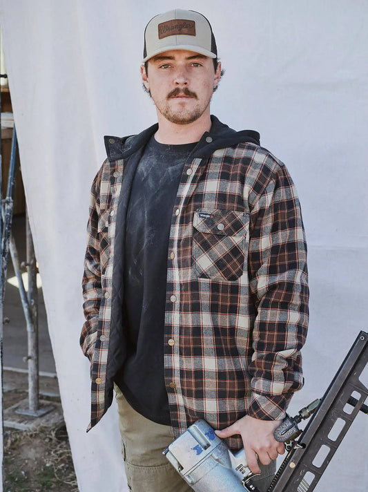 Wrangler® RIGGS Workwear® Hooded Flannel Work Jacket in Field Khaki