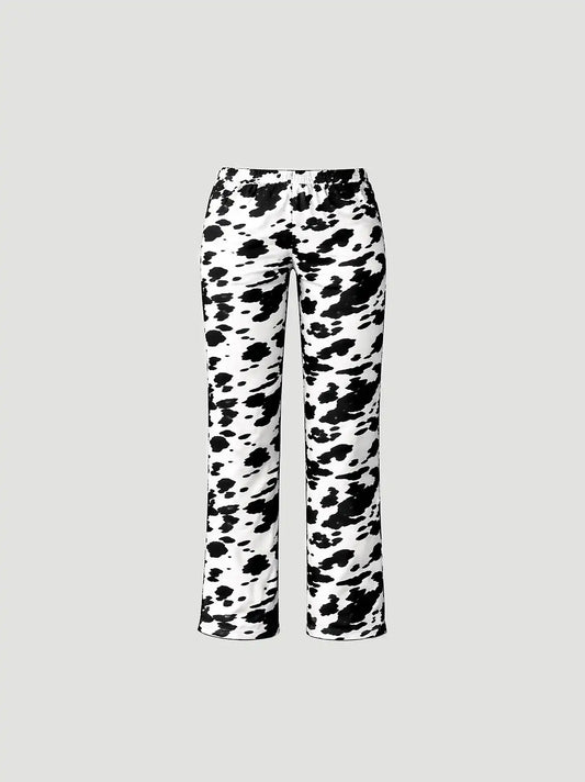 Women's Short Sleeve Pajama Set in Black/White