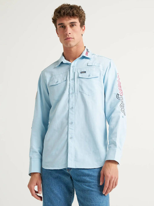 Wrangler® Americana Performance Shirt in Cerulean Blue