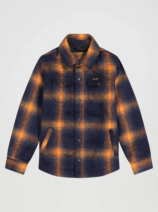 Boy's Wrangler Quilt Lined Flannel Shirt Jacket in Night Sky