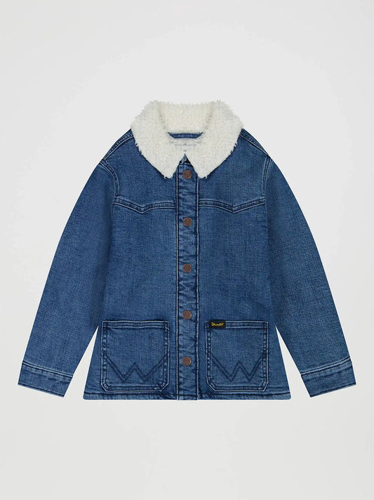 Girl's Sherpa-Lined Denim Barn Jacket in Denim