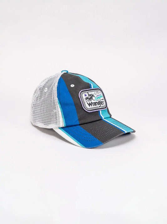 Washed Stripe Trucker Hat:Winter Blue:One Size