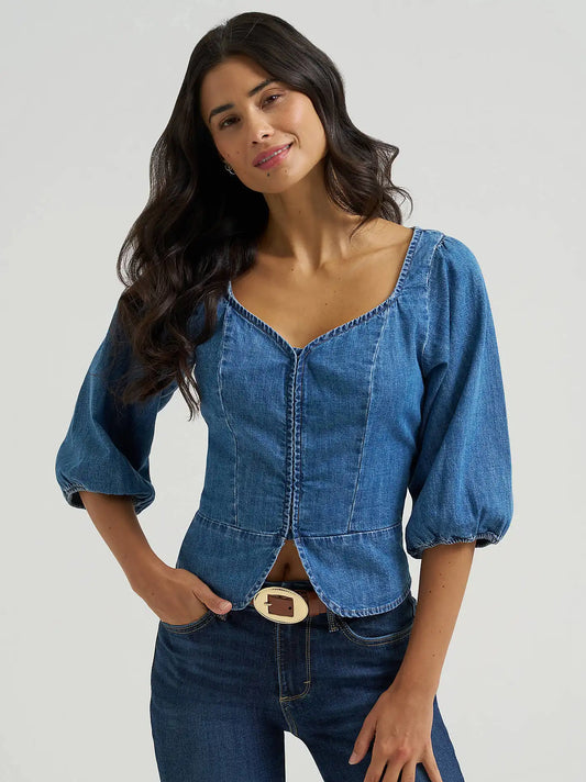 Women's Denim Corset Top in Denim