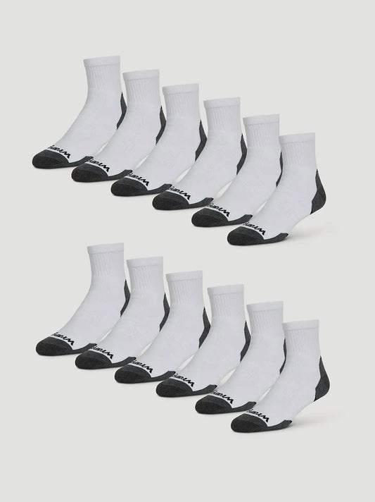 Mens Everyday Cotton Quarter Sock 12 Pack:White:One Size