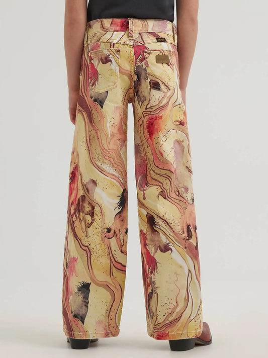 Girl's Wrangler x Lainey Wilson Horse Wide Leg Jean in Marbled