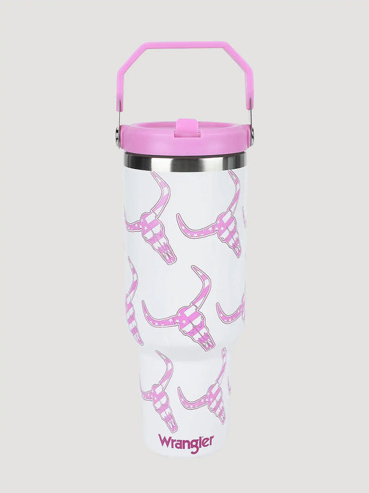40 oz Tumbler With Grip Handle:Pink/White:One Size