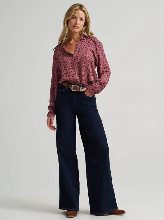 Women's Canyon Wide Leg Jean in Denim Lines