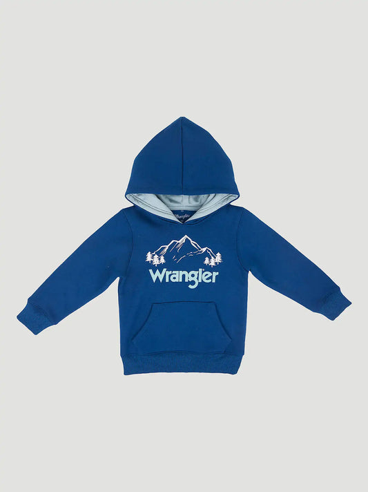 Wrangler Toddler Boy's Graphic Hoodie in Mountain Blue