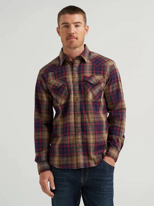 Men's Plaid Broken Twill Shirt in Chocolate