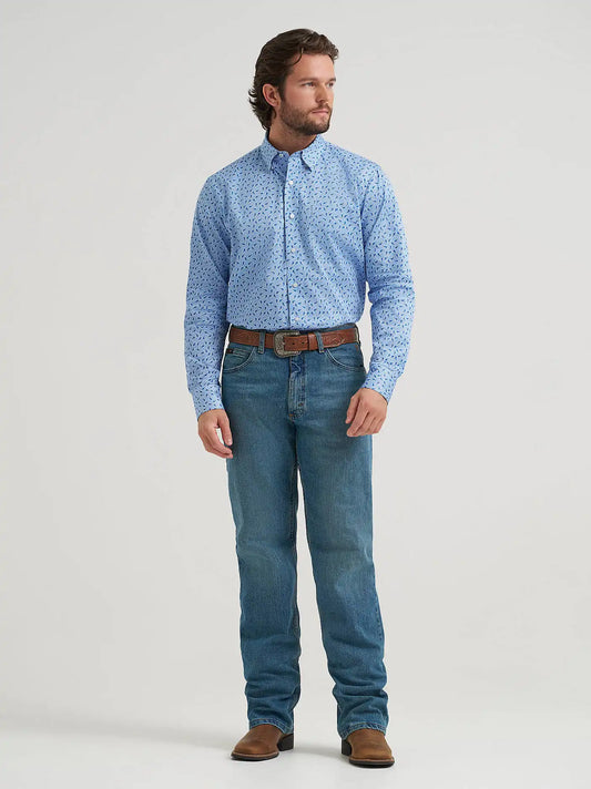 Men's Cody Johnson One Pocket Button Down Shirt in Sky Paisley