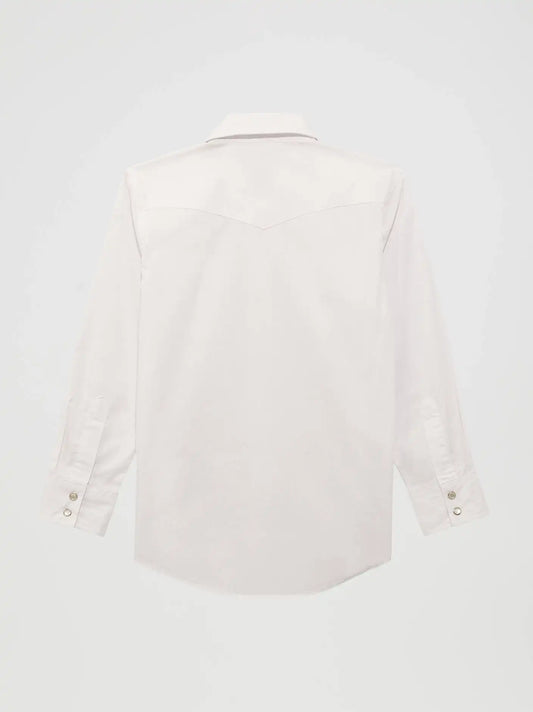 Boy's White Long Sleeve Dress Western Snap Shirt in White
